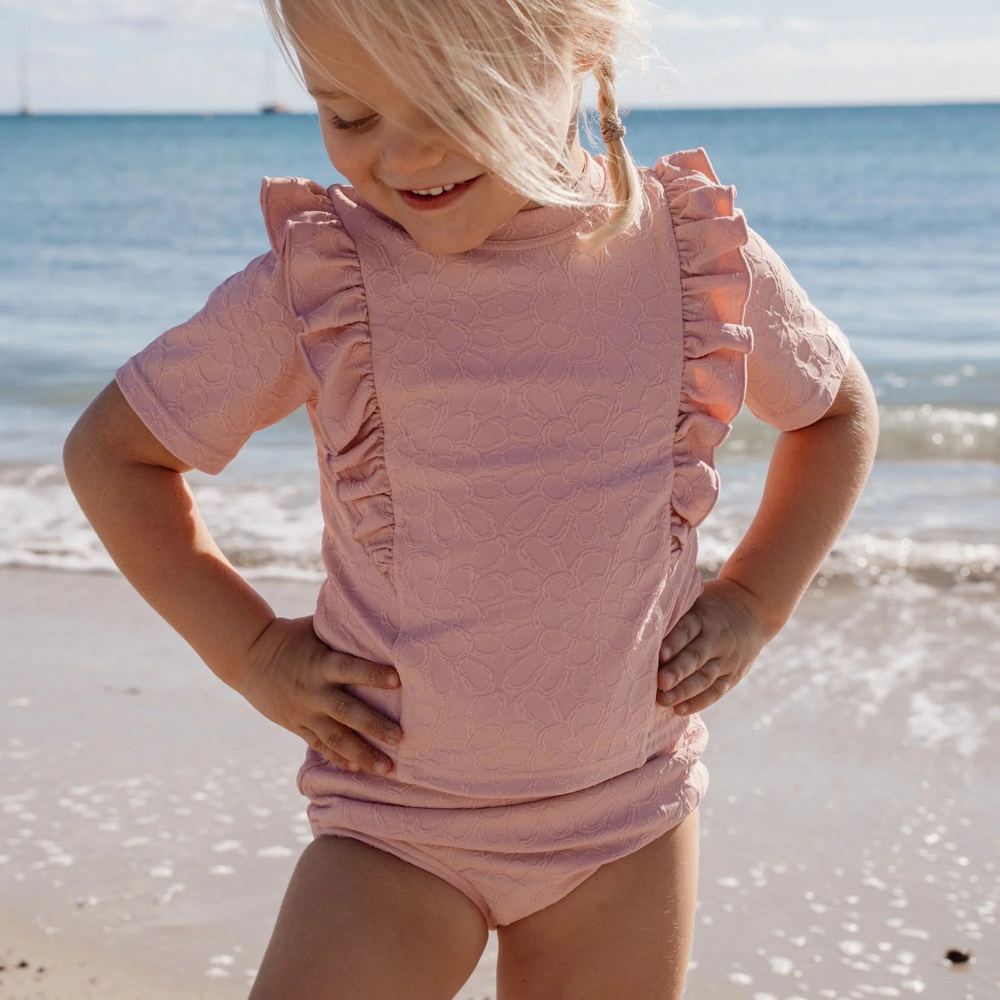 Maglietta da bagno a maniche corte Pink Rose - Little Dutch
