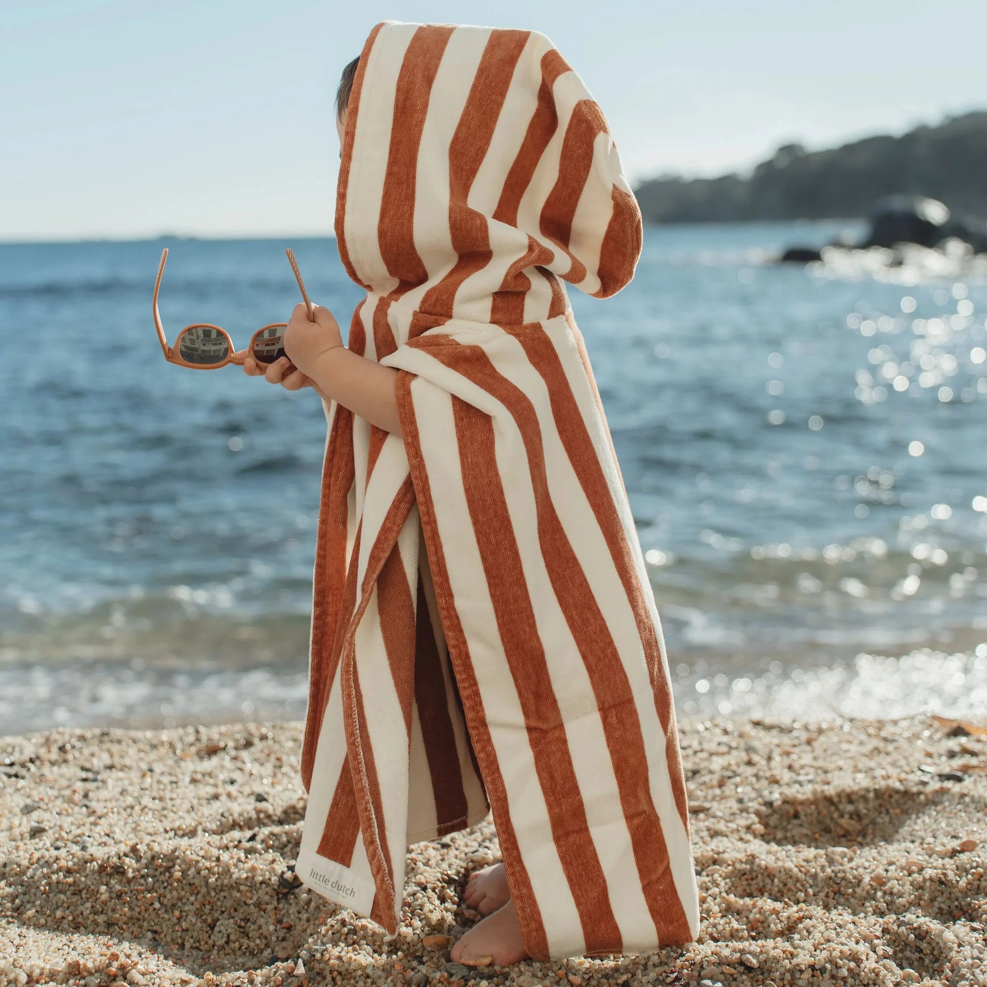 Poncho Ocean World Brown Stripe - Little Dutch