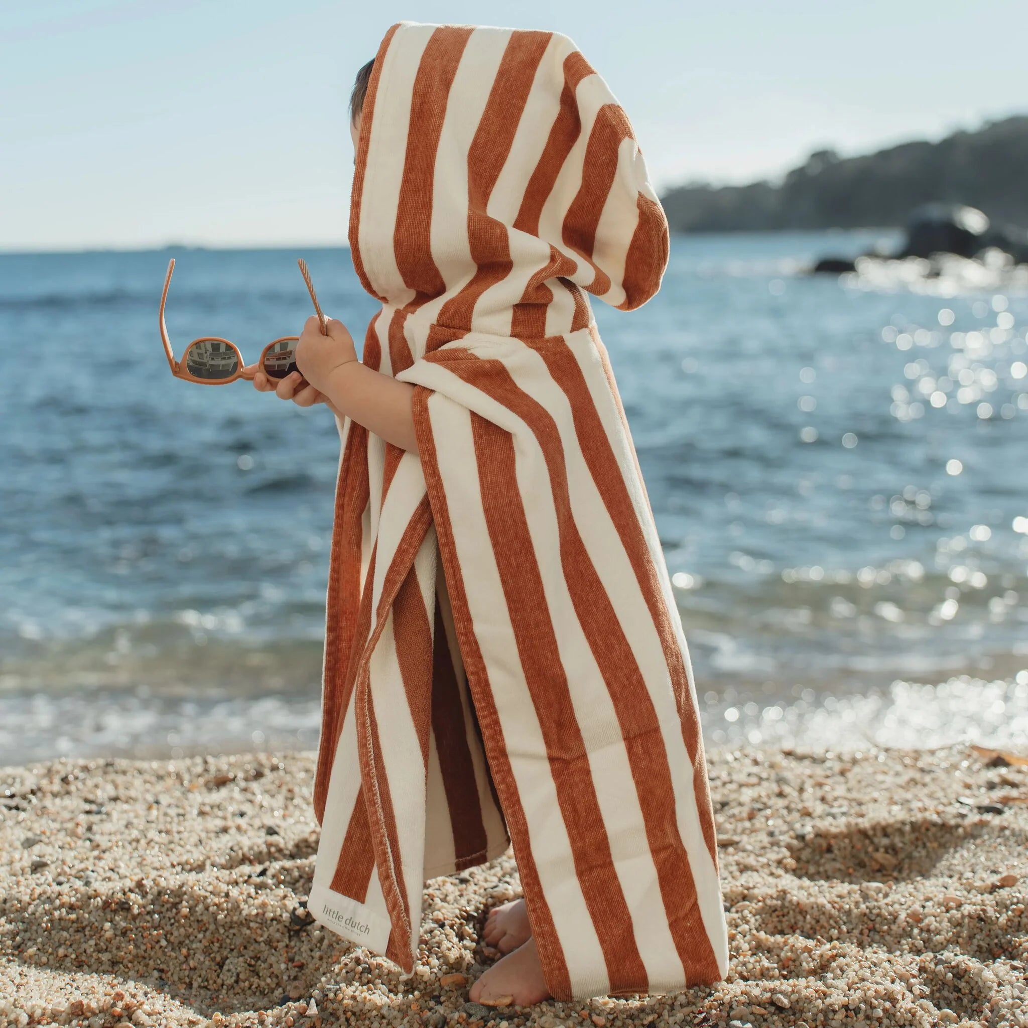 Poncho Ocean World Brown Stripe - Little Dutch