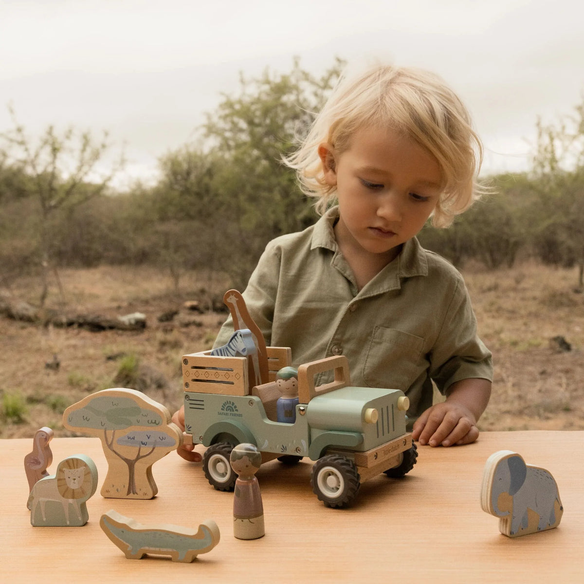 Vagone safari in legno con animali - Little Dutch
