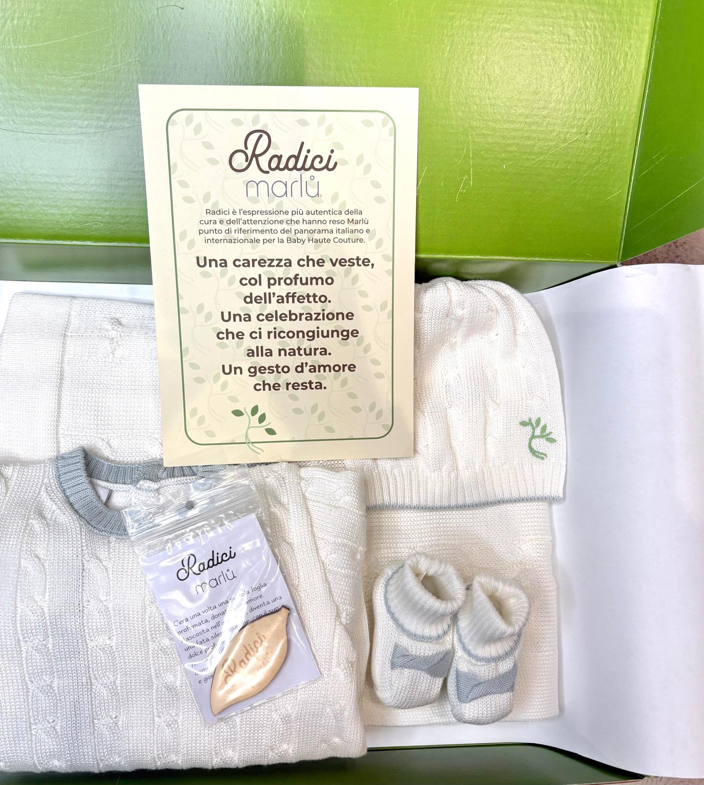 Set 4PZ Collezione "Radici" Bianco e Azzurro - Marlù