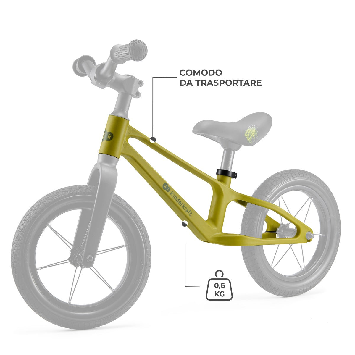 Bicicletta Senza Pedali Ultraleggera ETER Lime - Kinderkraft