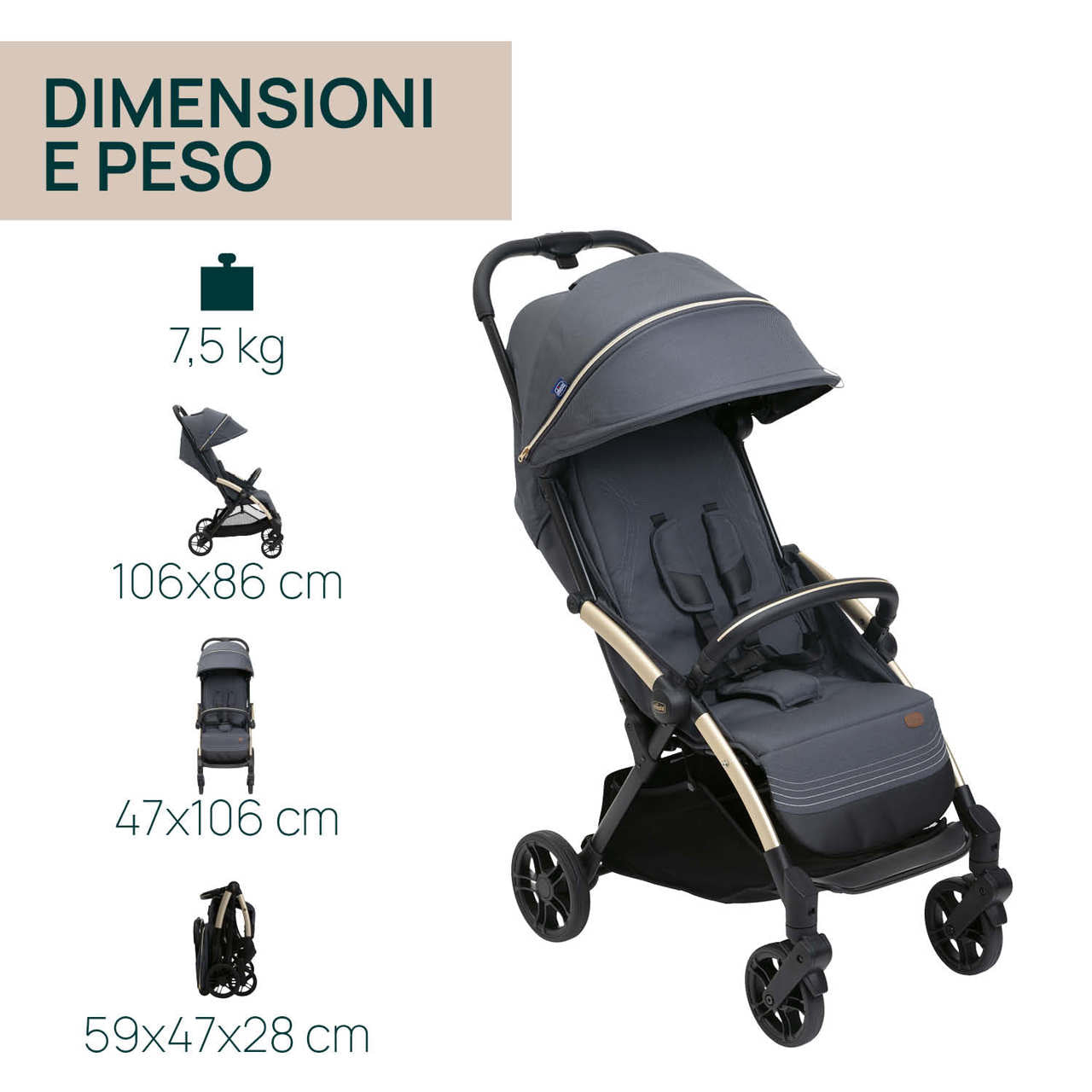 Passeggino Goody XPlus Dark Shadow - Chicco