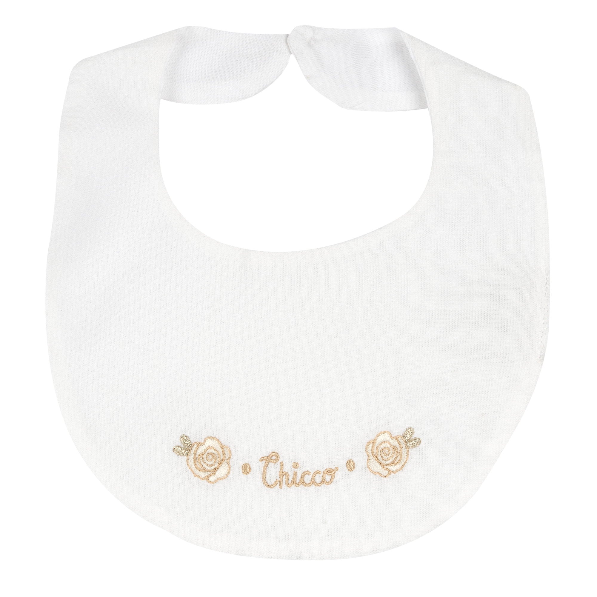 Bavaglino in cotone con ricamo floreale e logo - Chicco