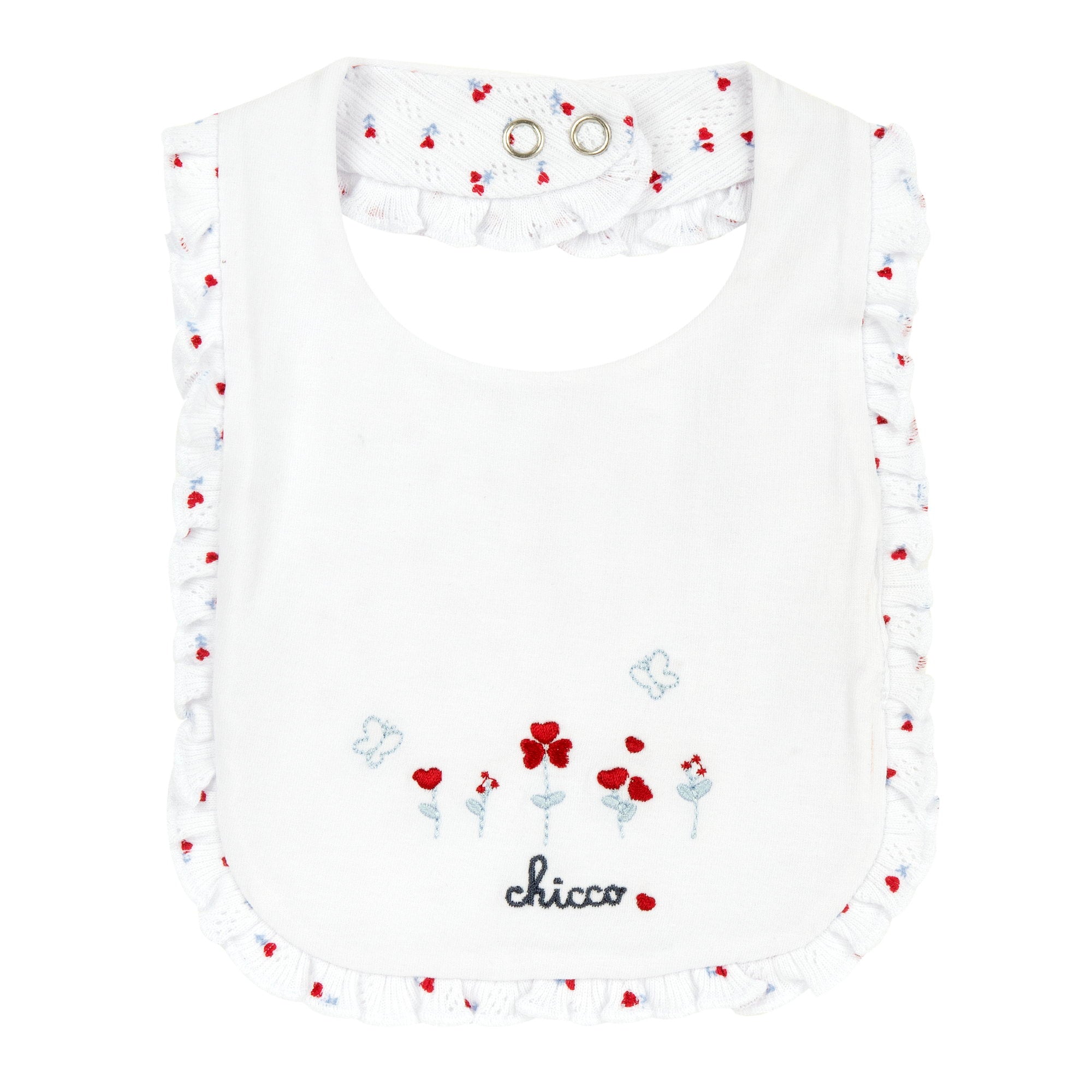 Bavetta con ricamo cuoricini e fiori - Chicco