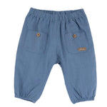 Pantaloni lunghi cotone effetto lino azzurro - Chicco