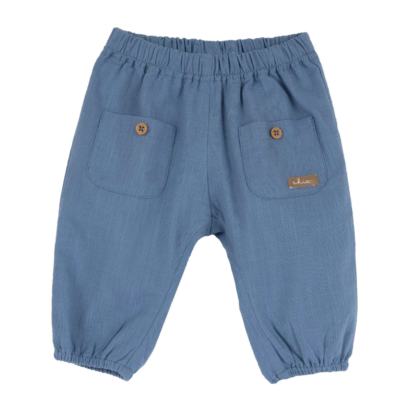 Pantaloni lunghi cotone effetto lino azzurro - Chicco
