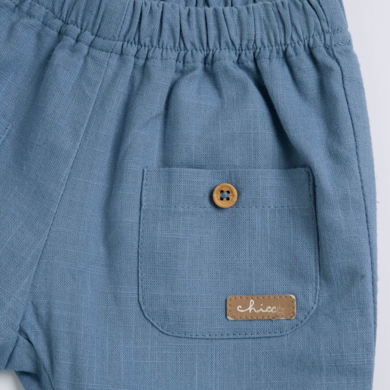 Pantaloni lunghi cotone effetto lino azzurro - Chicco