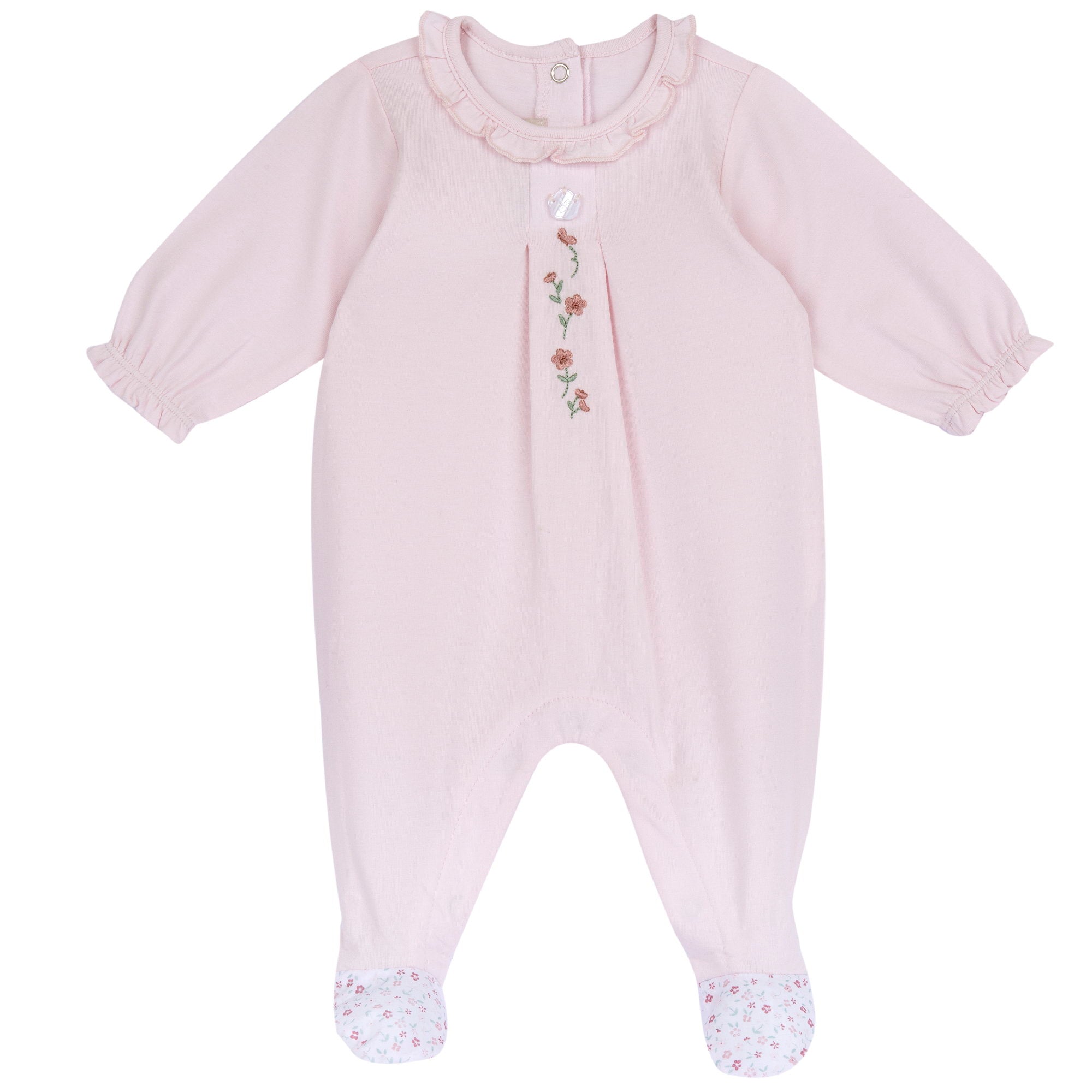 Tutina con pedini rosa con ricamo - Chicco