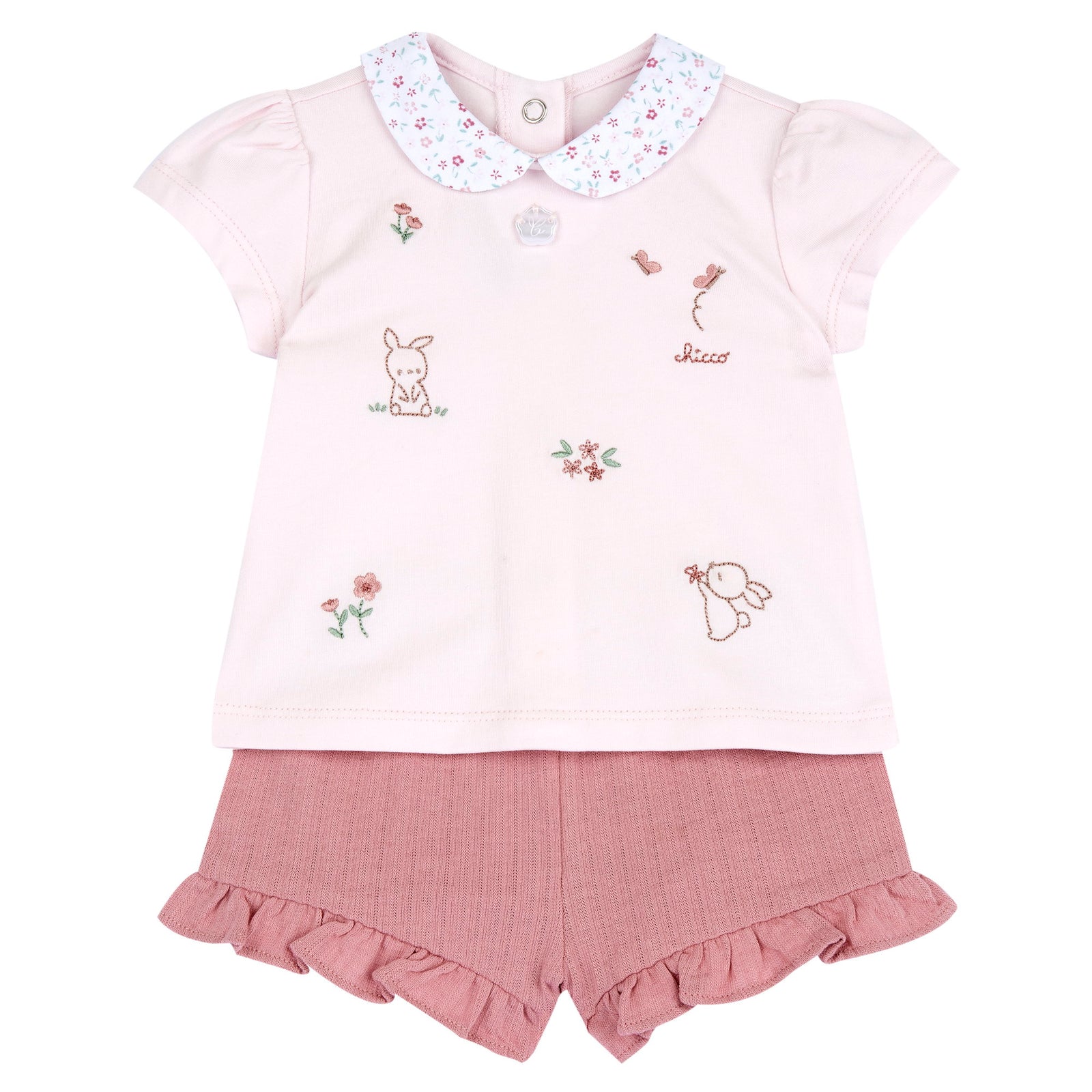 Completo due pezzi rosa con ricamo - Chicco