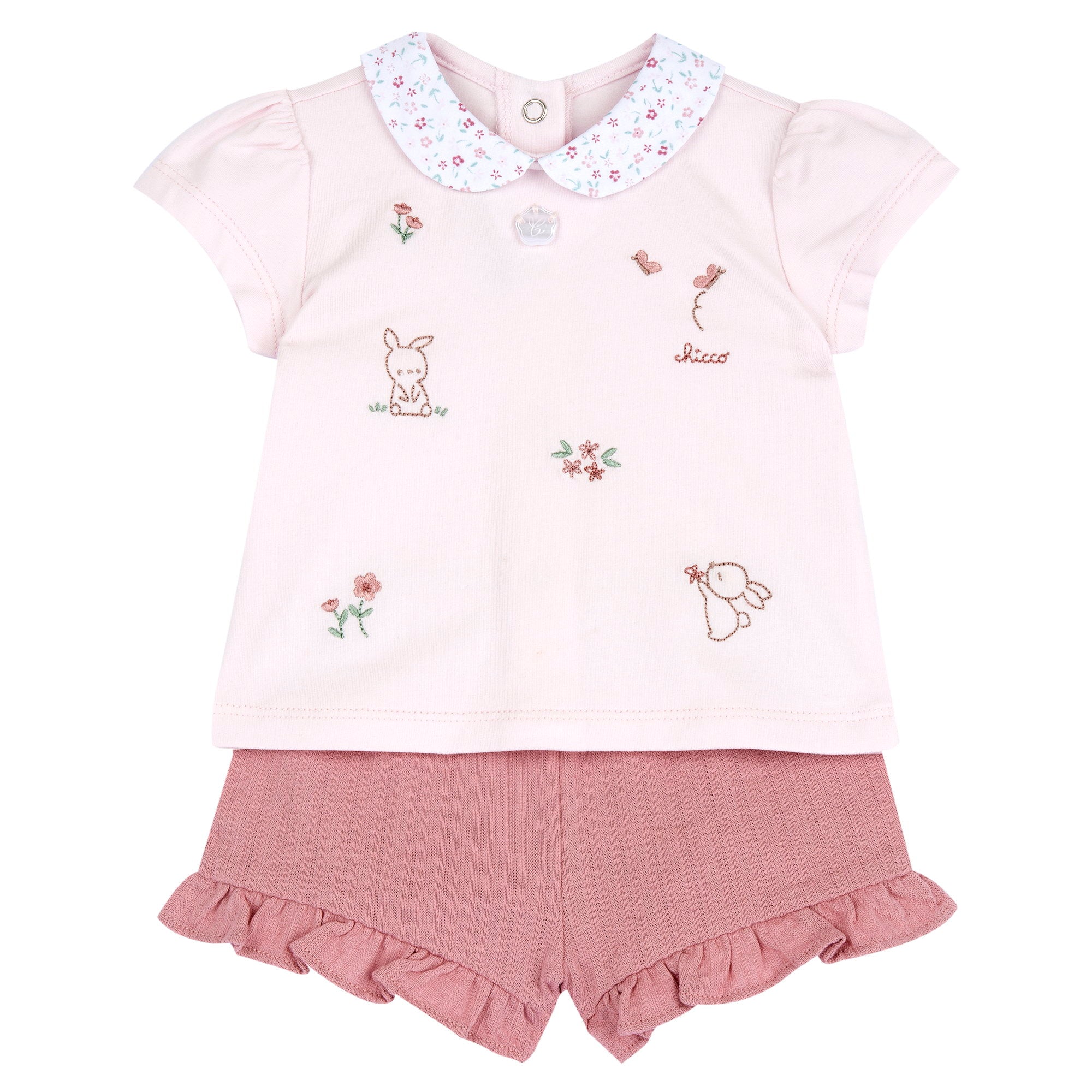 Completo due pezzi rosa con ricamo - Chicco