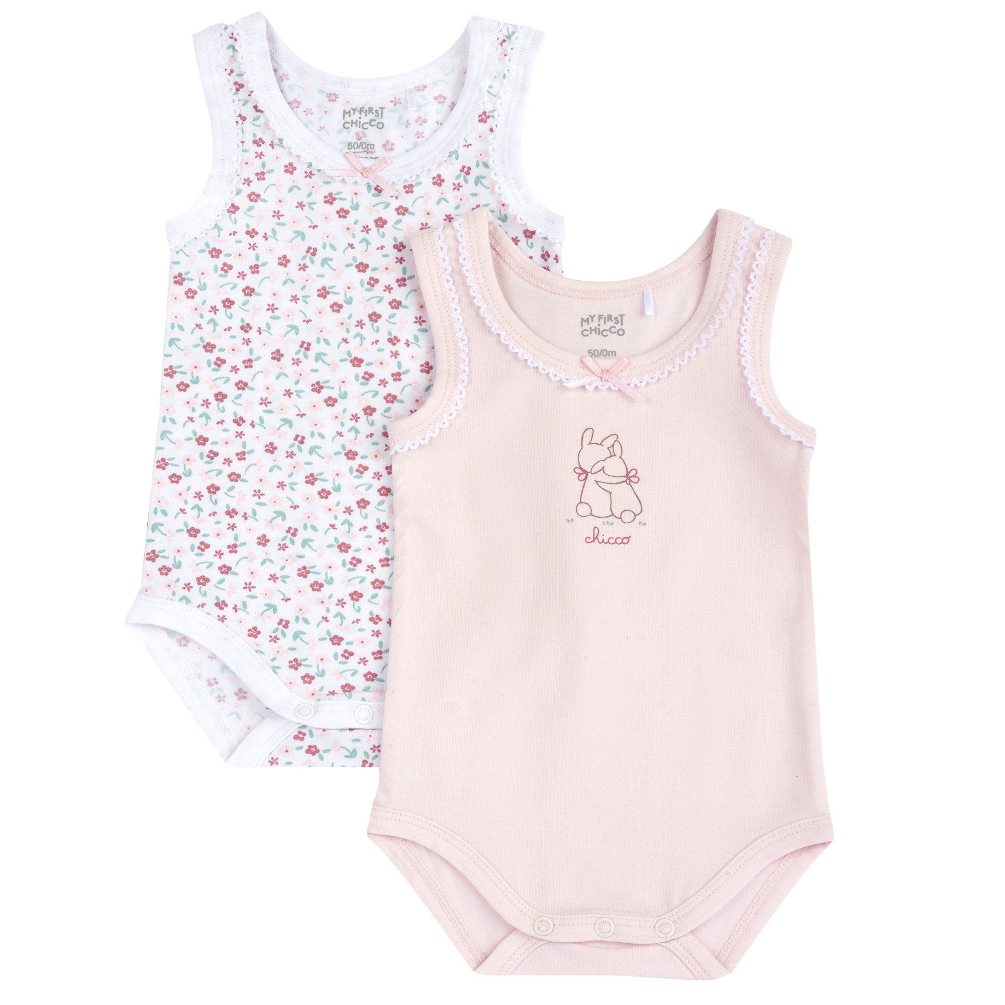 Set 2 Body con merletto Smanicati Rosa - Chicco