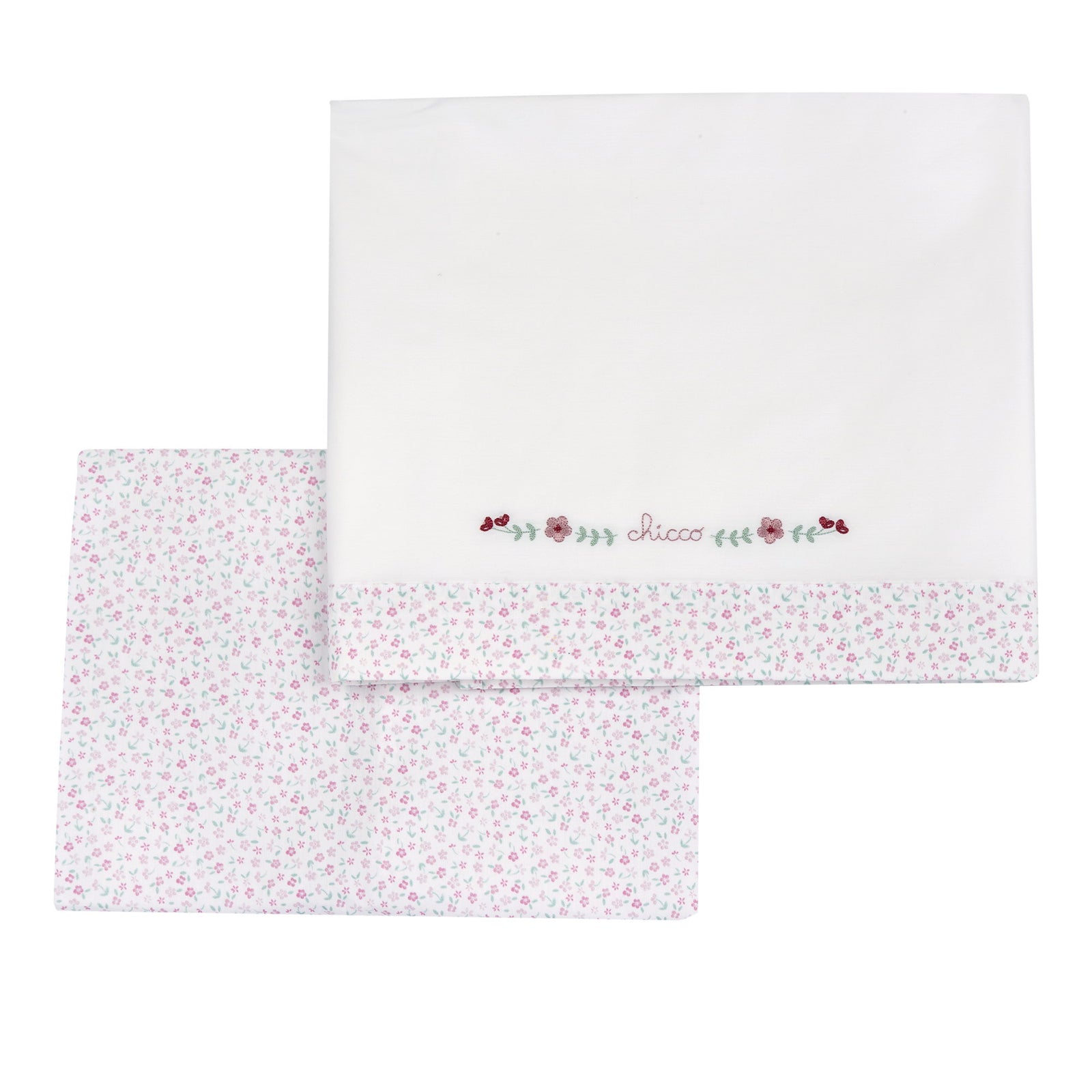 Set 2Pz Lenzuolino Rosa con ricamo - Chicco