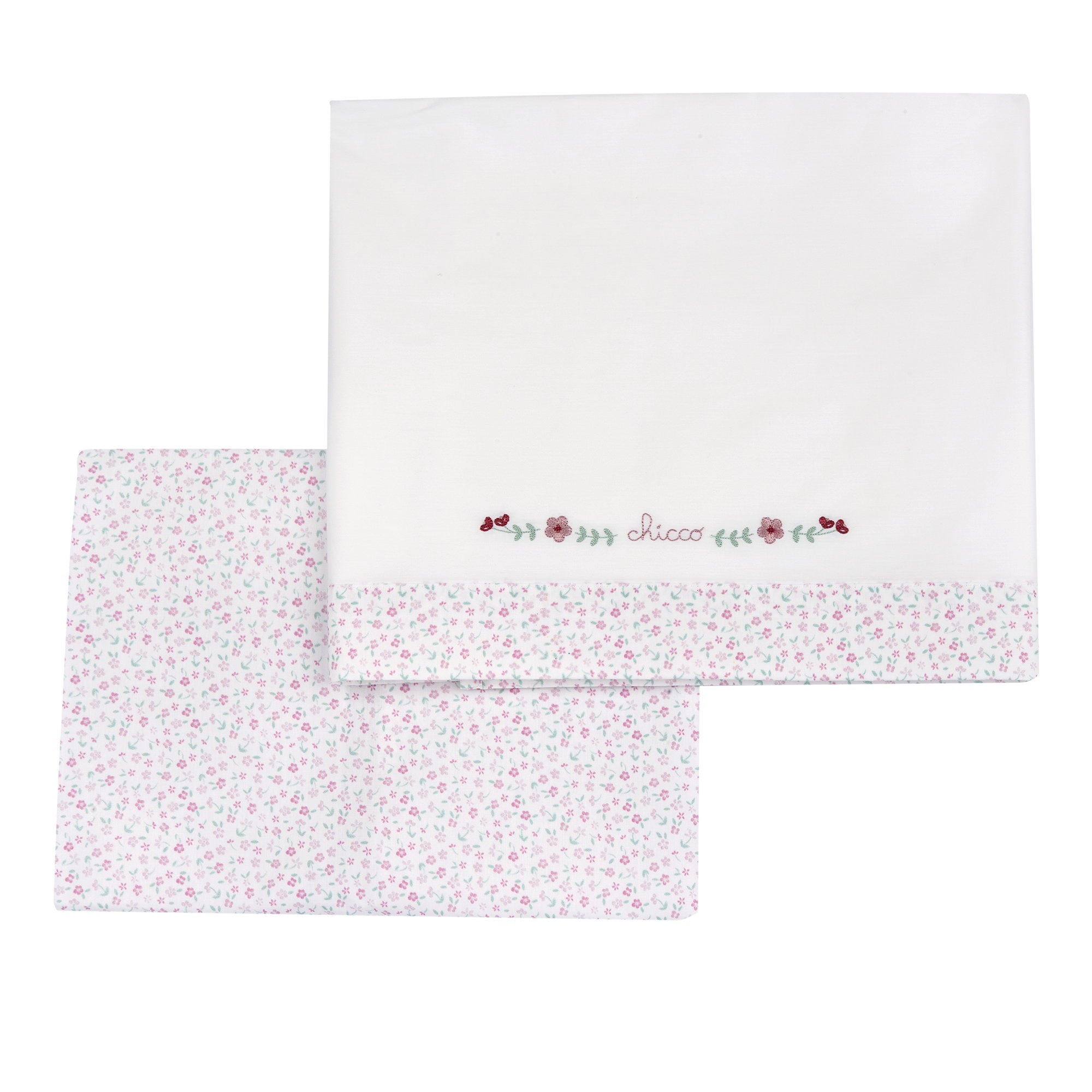 Set 2Pz Lenzuolino Rosa con ricamo - Chicco