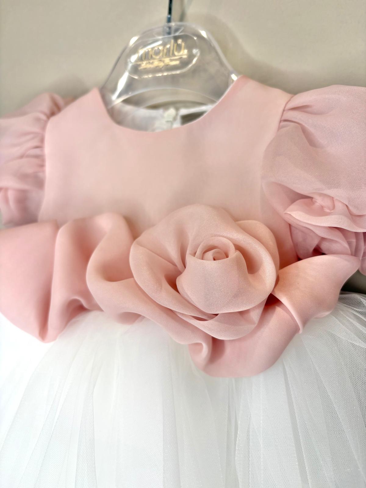 Vestitino Cerimonia con Corpetto Rosa e Tulle - Marlù