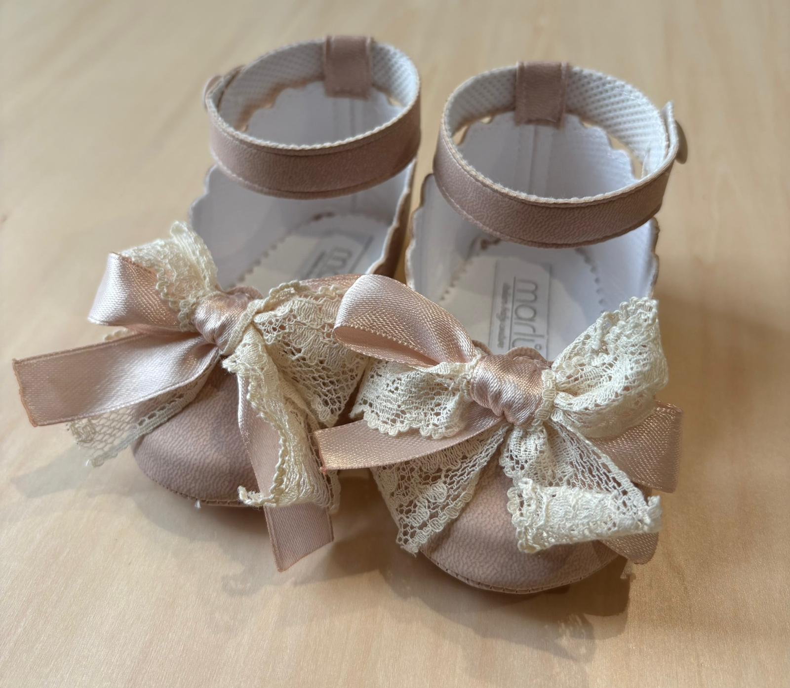 Ballerine Cerimonia con fiocco in pizzo e cinturino alla caviglia - Marlù