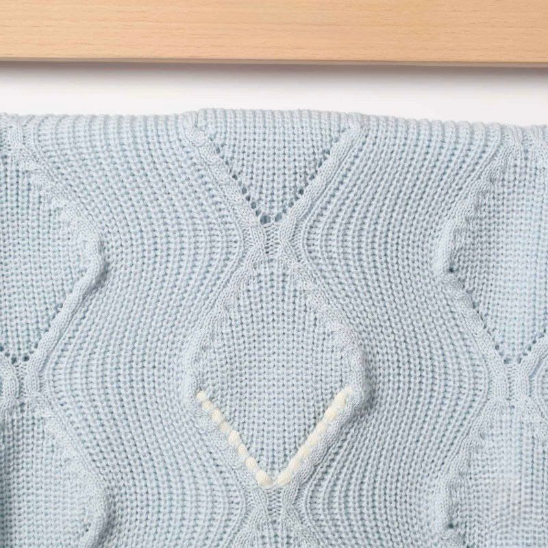 Coperta in Maglia con Passanastro in Lana - Marlù