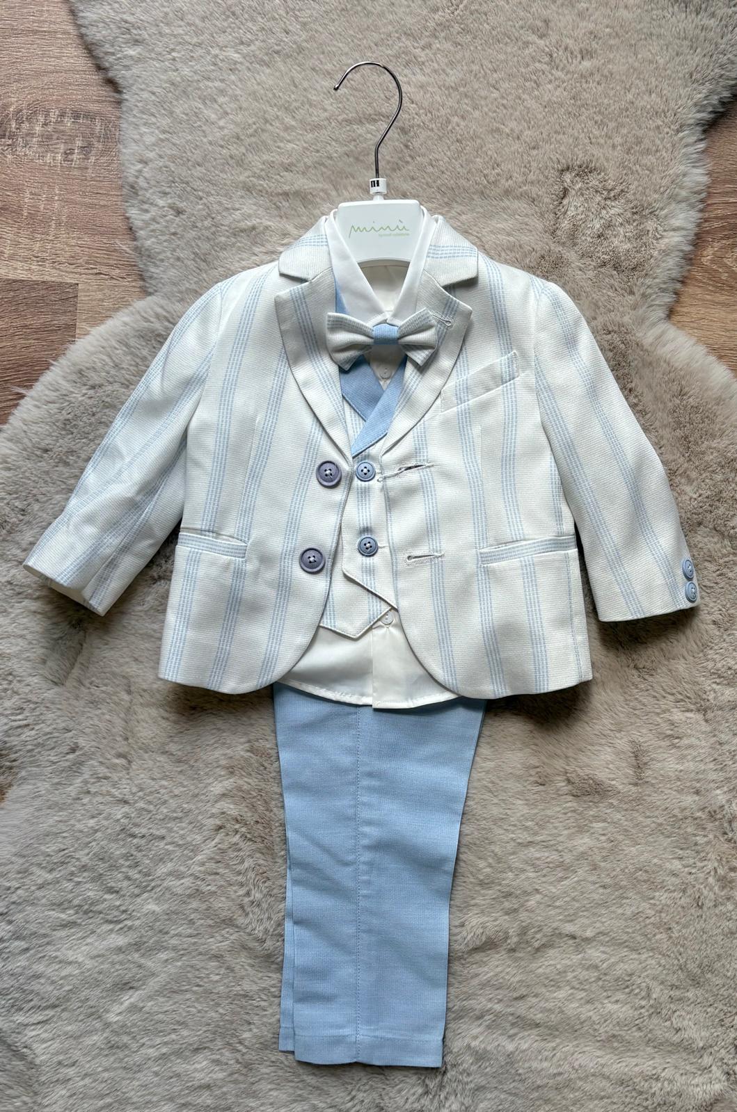 Completo Cerimonia 5Pz con l'azzurro e righe - Minù