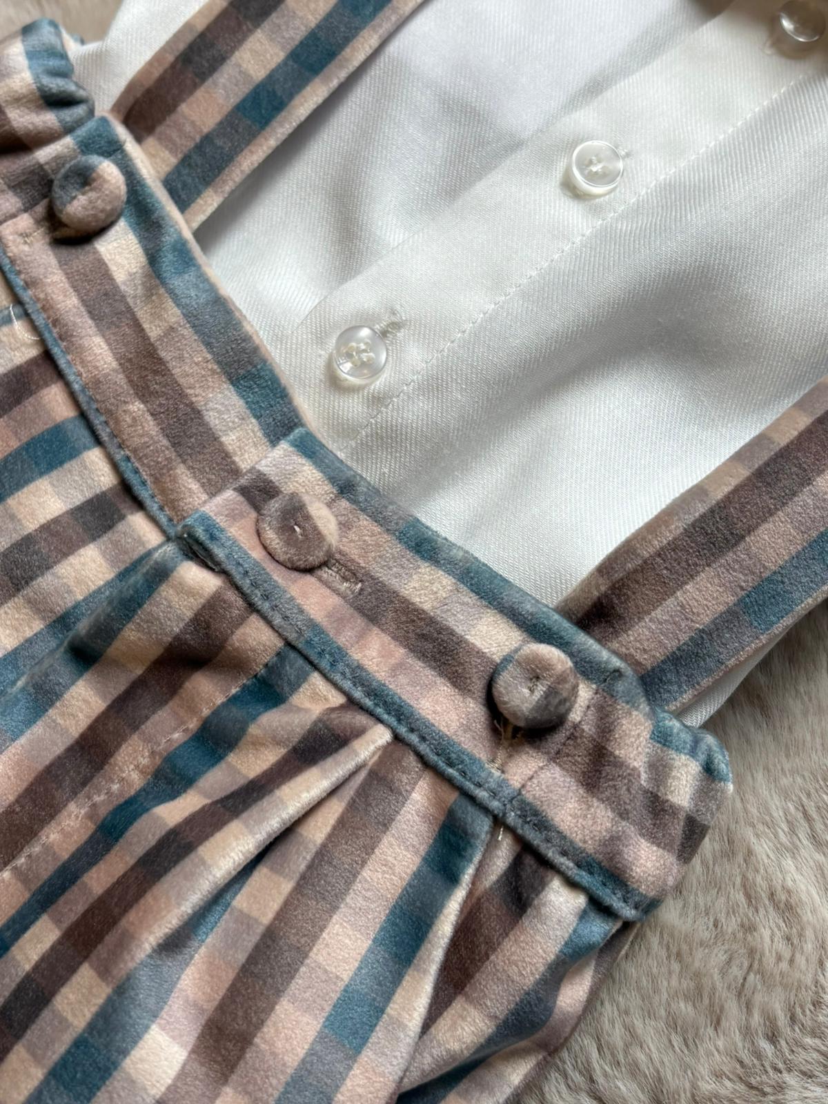 Completo Cerimonia con camicia e pantalone a quadri con bretelle - La Sartoria dei Piccoli