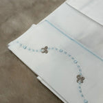Set 3Pz lenzuolino con ricamo azzurro e tortora - Marlù