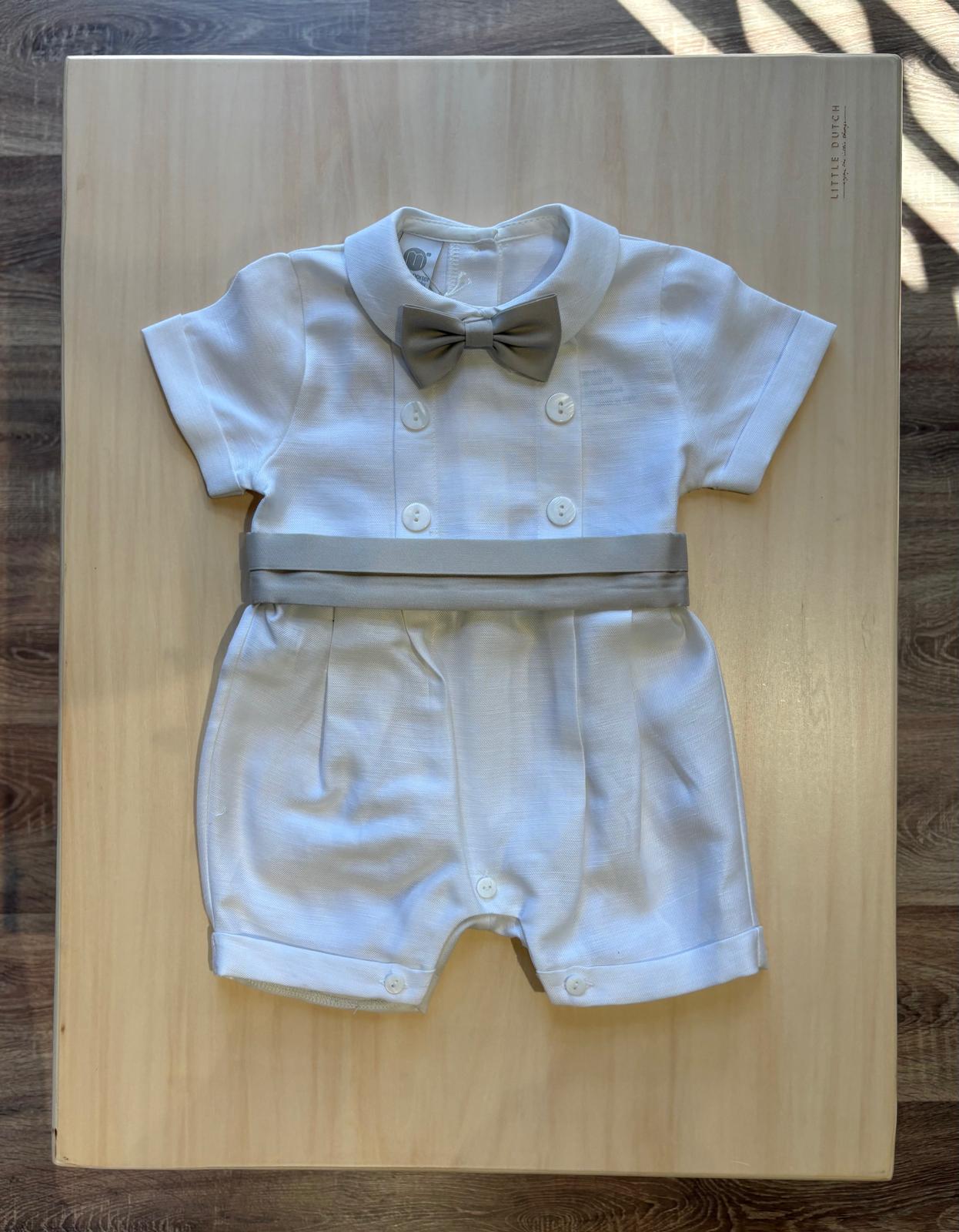 Pagliaccetto Cerimonia con Papillon Beige e Bianco - Marlù