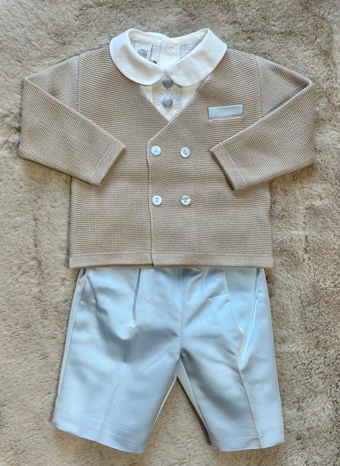 Completo Cerimonia 3Pz Azzurro e Beige - Marlù