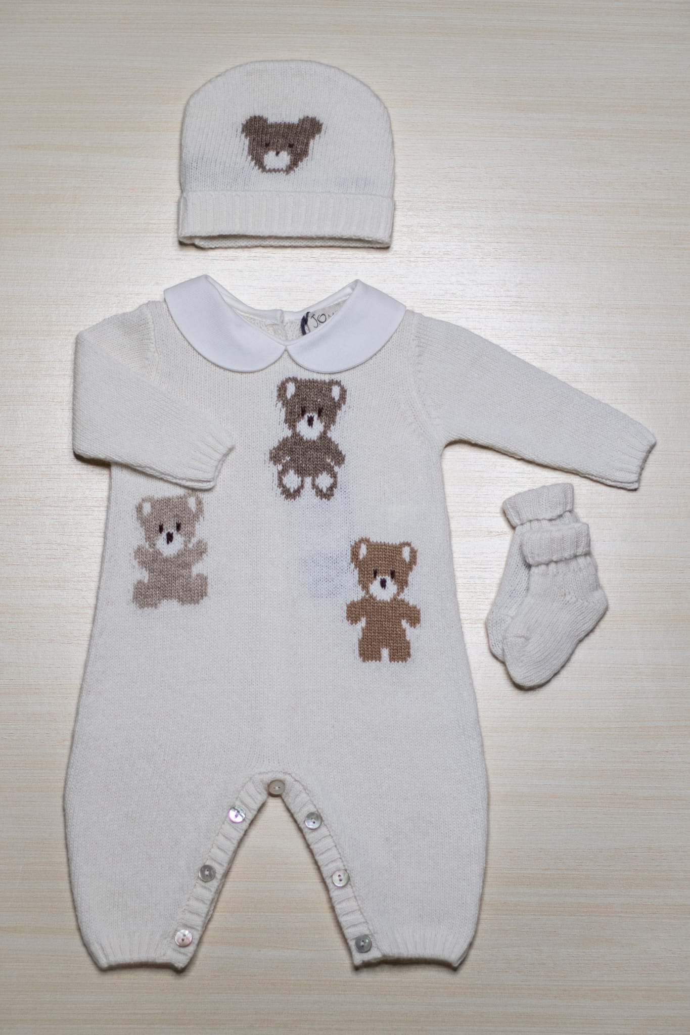 Completo Panna Prima Nascita 3 Pezzi - Jo Milano