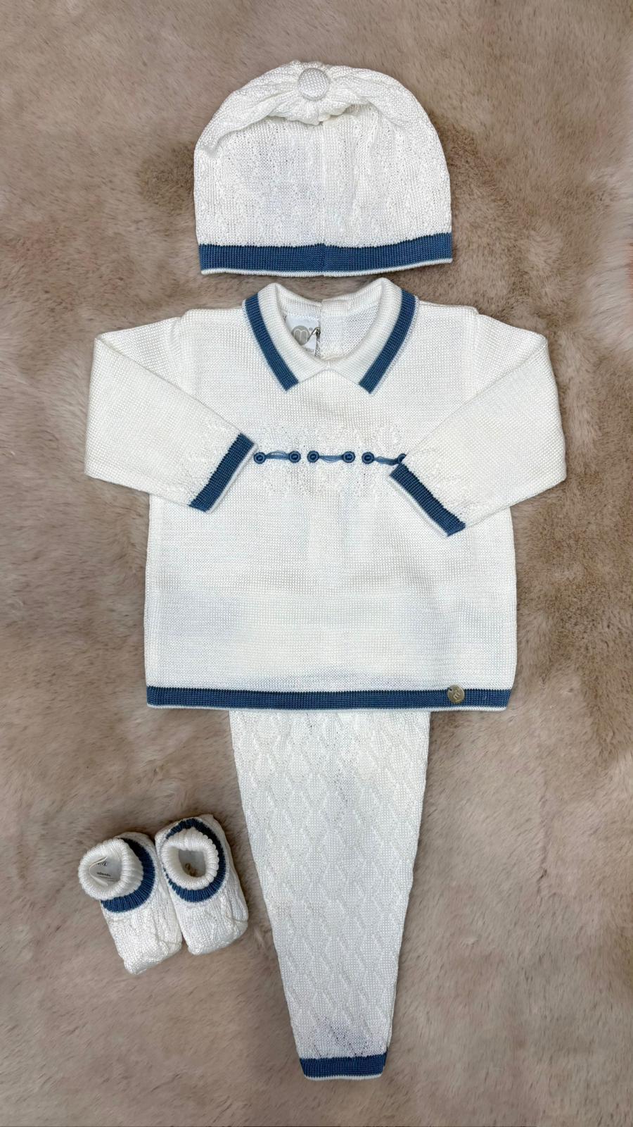 Completo 4Pz in filo Blu e Bianco - Marlù