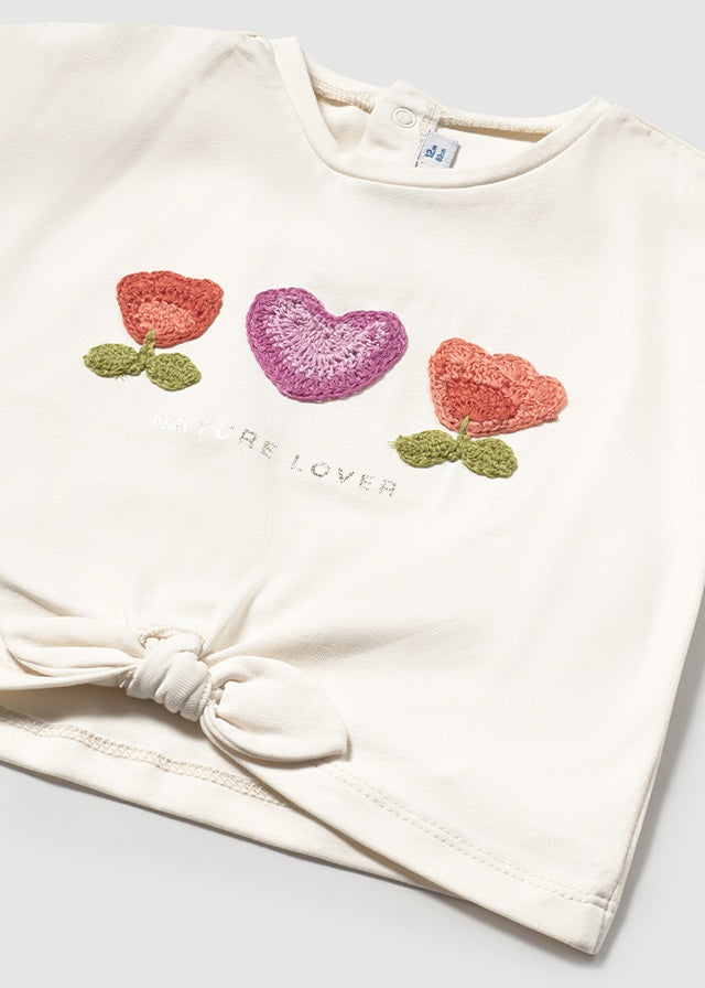 Maglietta mezza manica con applicazioni crochet - Majoral