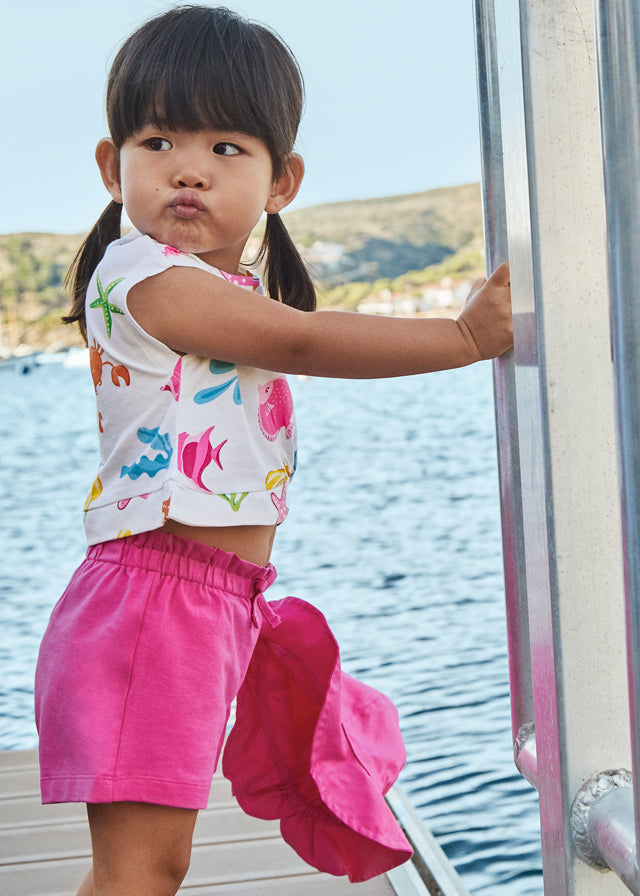Set 2 magliette e 1 pantaloncino corti fucsia - majoral