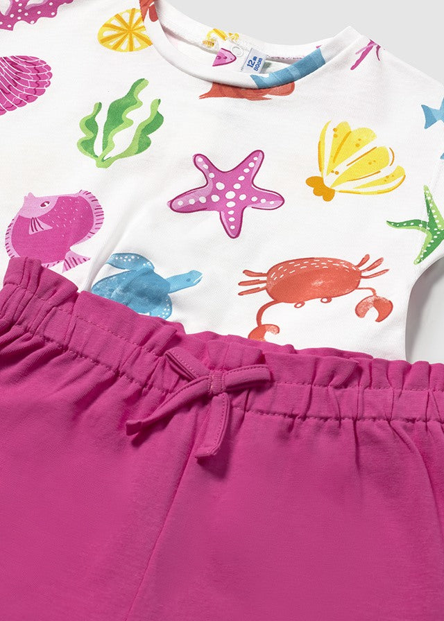 Set 2 magliette e 1 pantaloncino corti fucsia - majoral