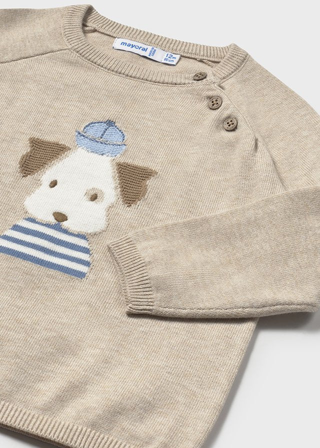 Golfino cotone tortora con cane - majoral