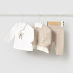 Coordinato Mayoral 3 pezzi in maglia lunga beige