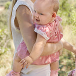 Vestito rosa con farfalle ricamate - majoral