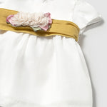 Vestito elegante con fascia in vita gialla - majoral