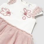 vestito rosa cipria con tull - majoral
