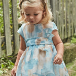 Vestito elegante azzurro tortora e panna - majoral