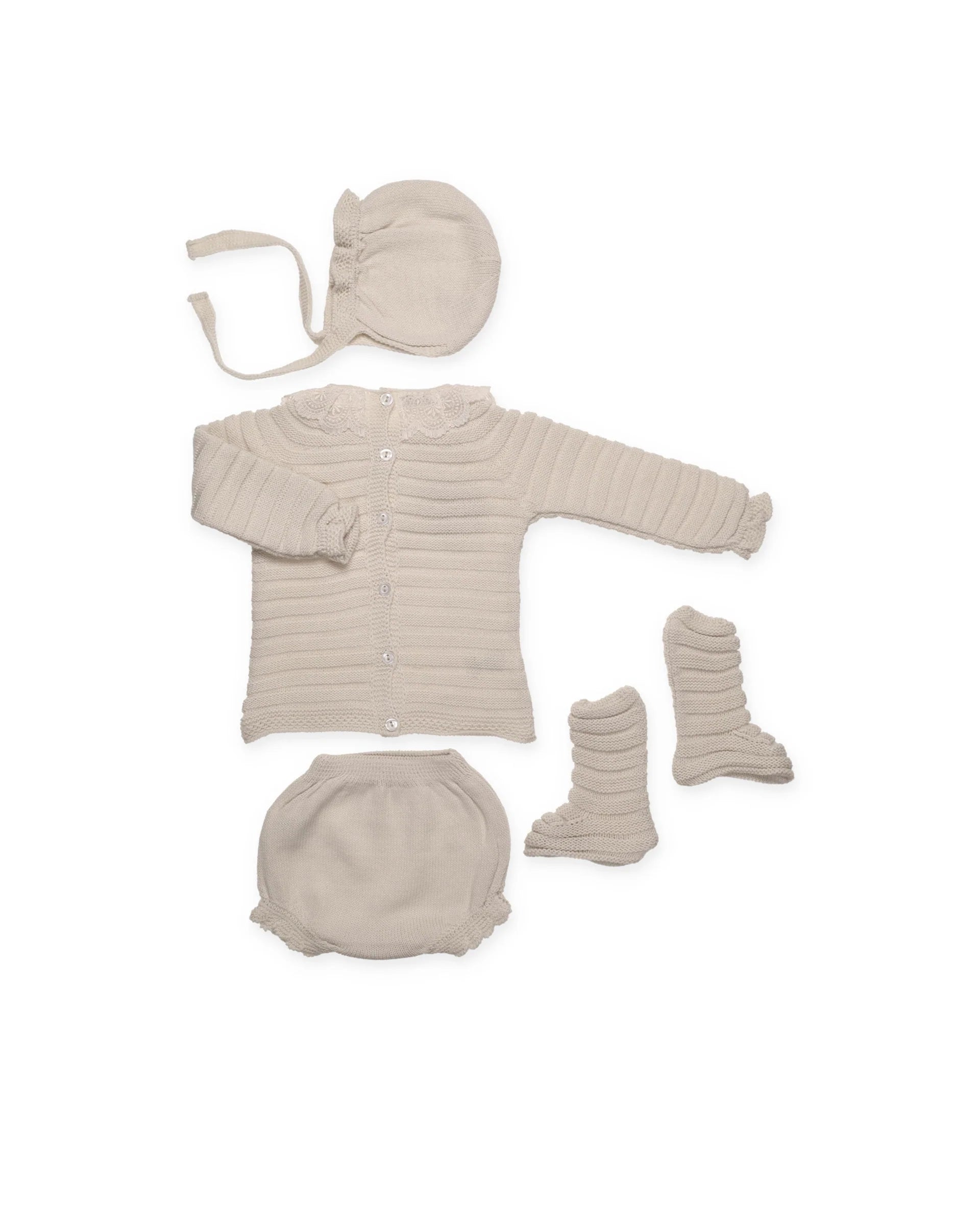 Set 4Pz beige con pizzo - Juliana