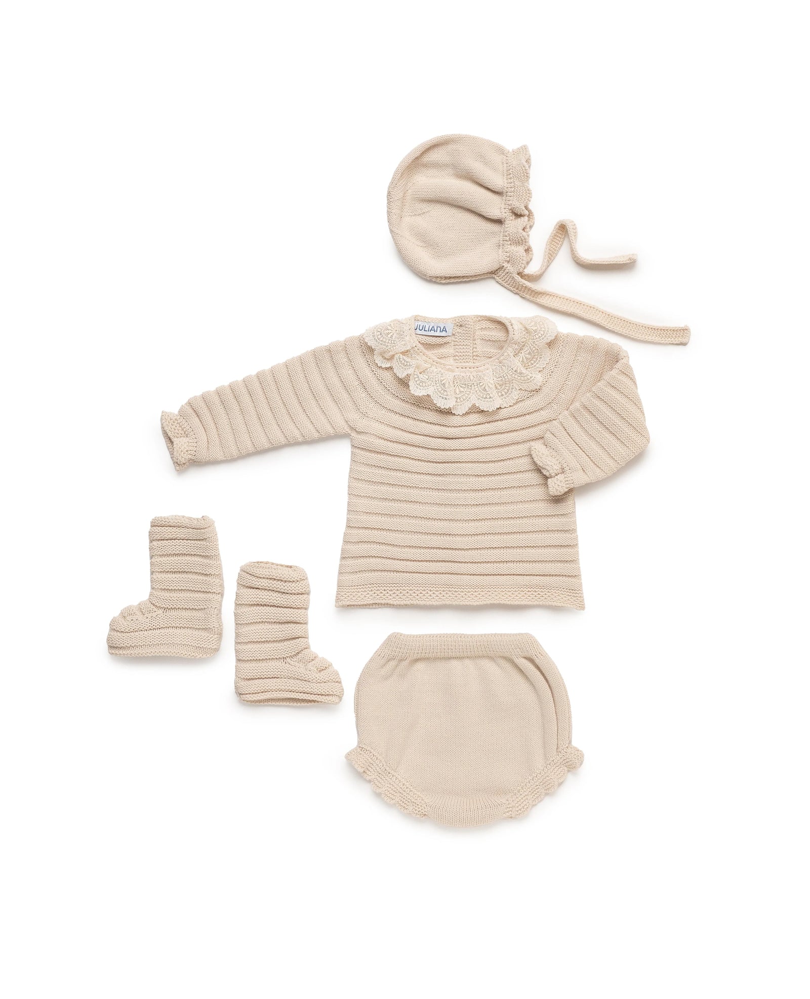 Set 4Pz beige con pizzo - Juliana