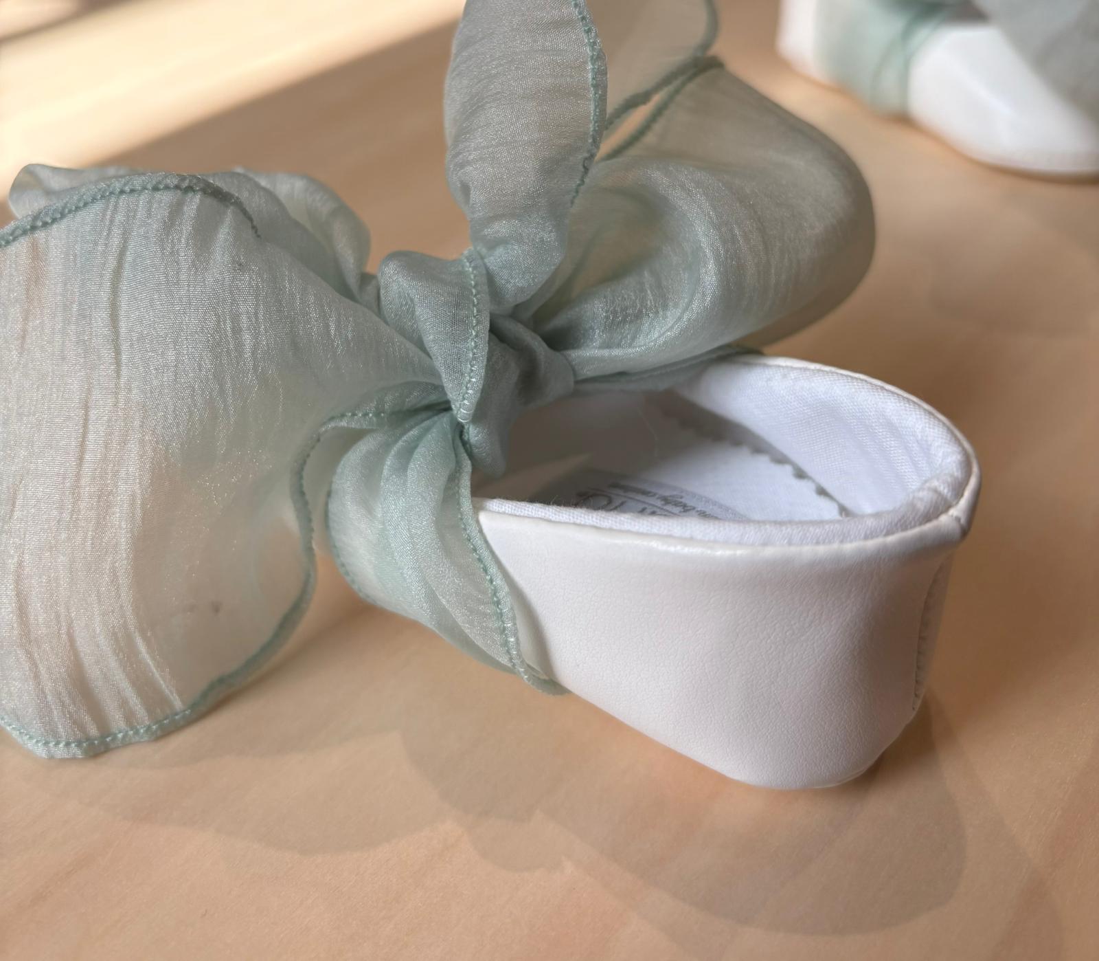 Ballerina Cerimonia con fiocco verde regolabile - Marlù