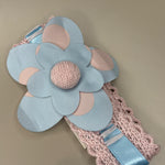 Fascetta con fiore a pois azzurro e rosa - Marlù