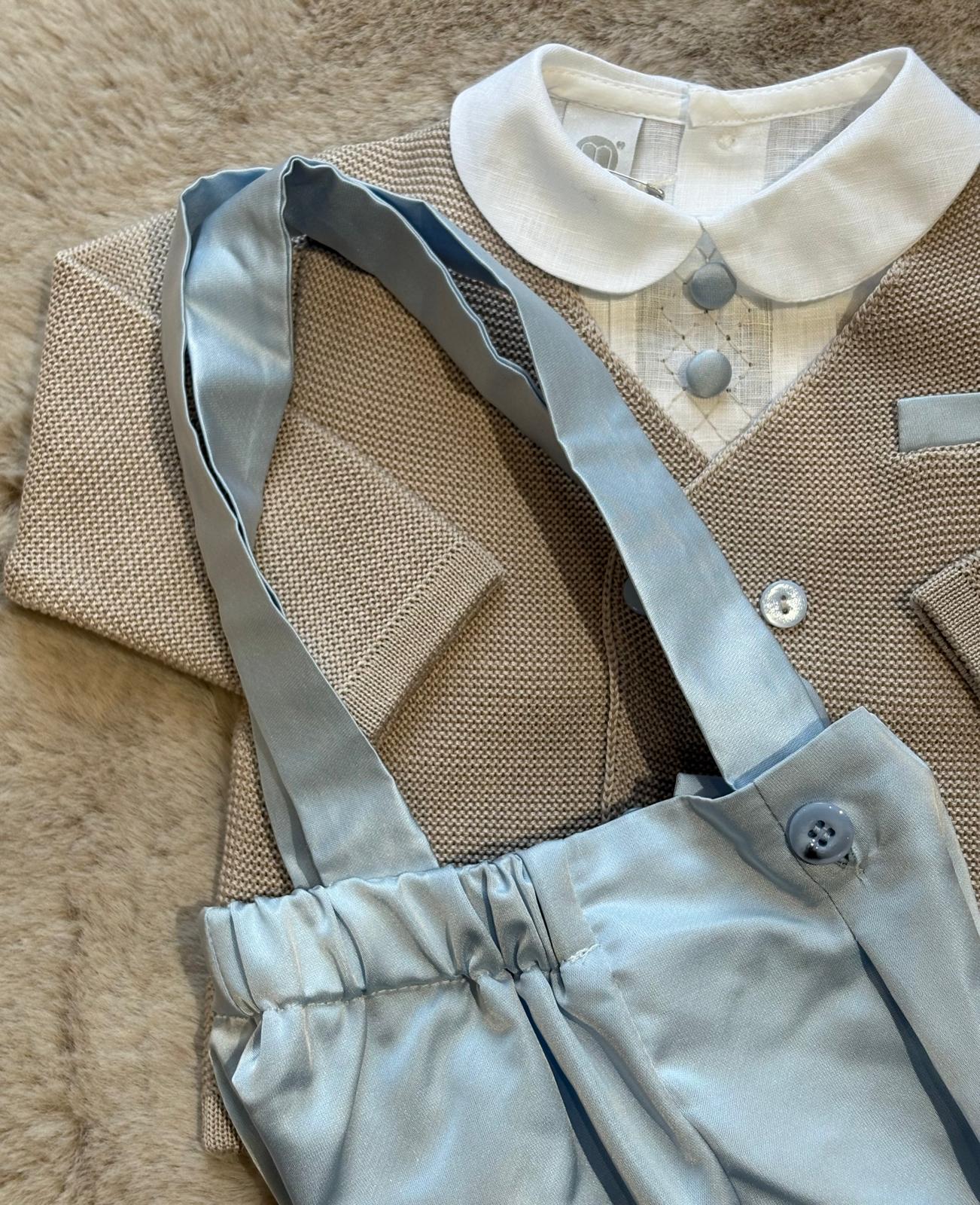 Completo Cerimonia 3Pz Azzurro e Beige - Marlù