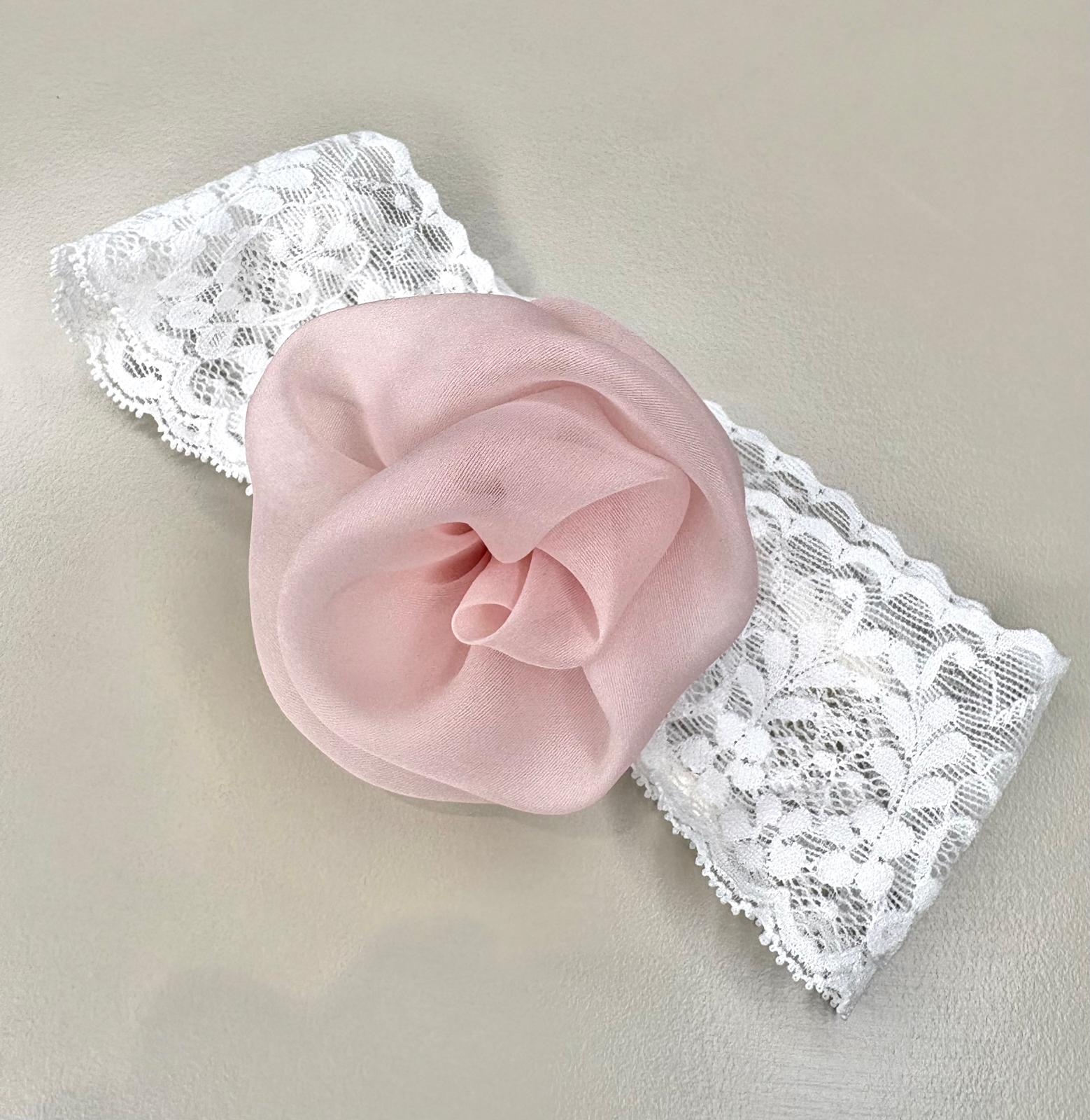 Fascetta in Pizzo con Rosa - Marlù