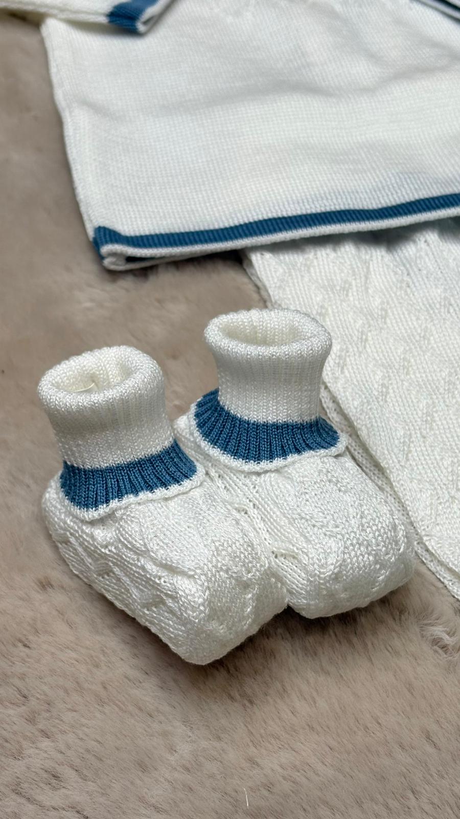 Completo 4Pz in filo Blu e Bianco - Marlù