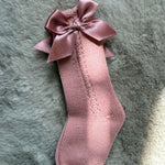 Calzini traforati con fiocco rosa - Juliana