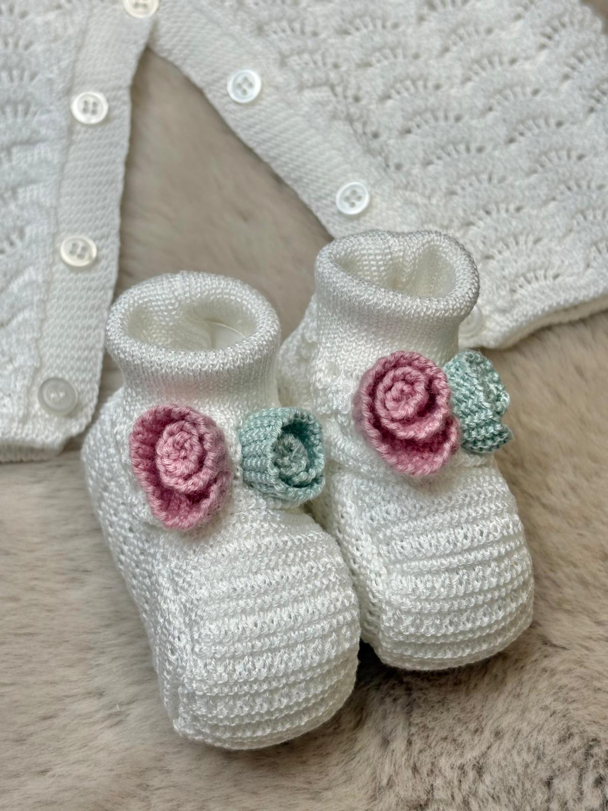 Set 4Pz in filo con roselline e fiocchetto - Marlù