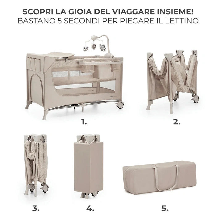 Lettino da viaggio 3in1 JOY 2 con accessori - Kinderkraft