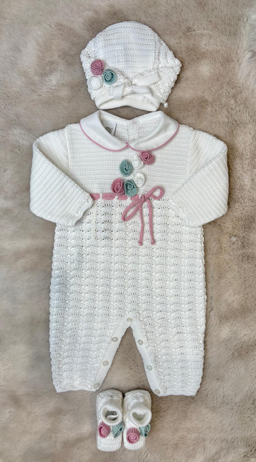 Set 3Pz con roselline e fiocchetto - Marlù