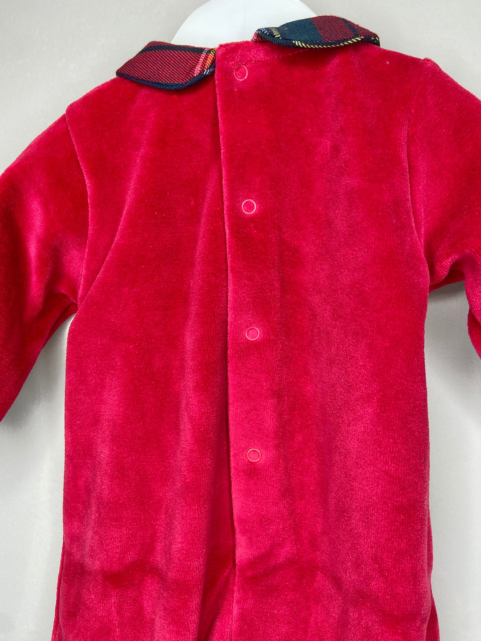 Tutina in ciniglia rossa natalizia bimba fino alla 6 mesi - Lalalù