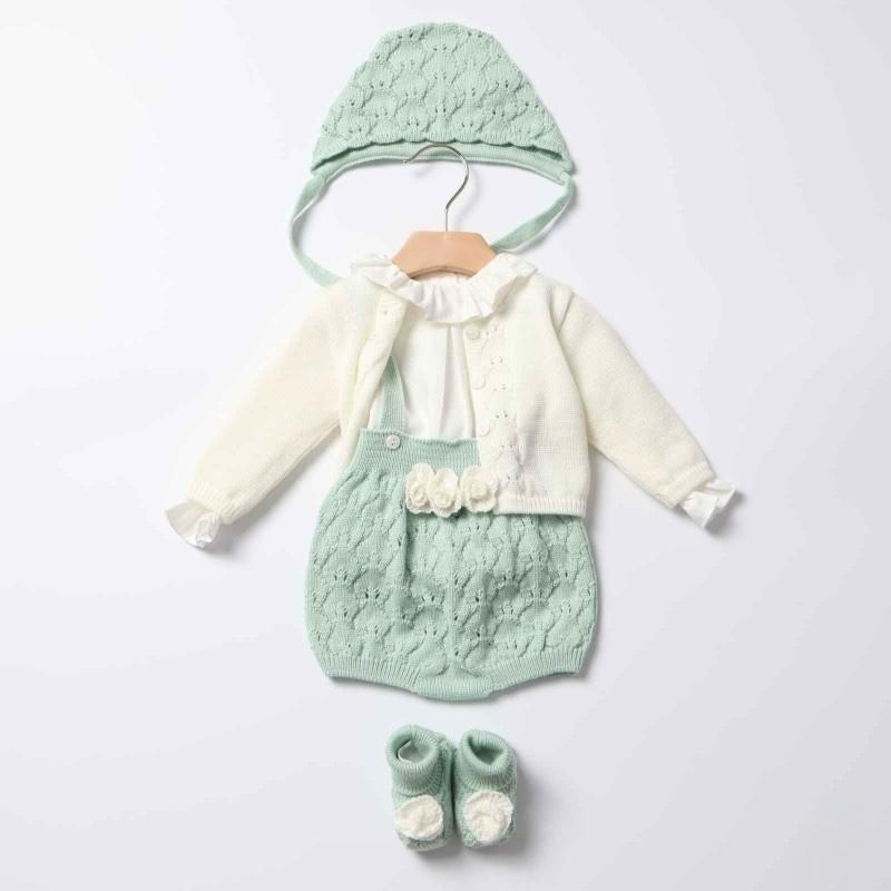 Set Nascita in Pura Lana Verde Salvia - Marlù